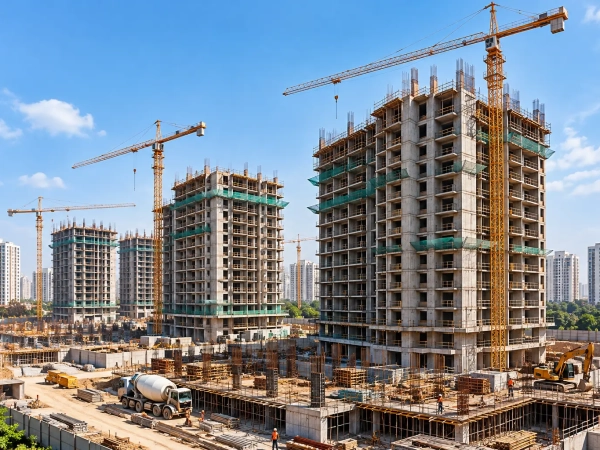 Urban Construction Skyline with Tower Cranes Urban Construction Skyline with Tower Cranes